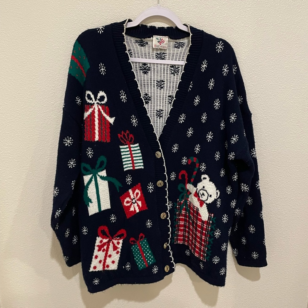 Nutcracker Vintage Ugly Christmas Cardigan with Buttons Size M